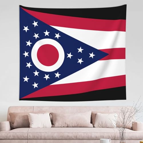 Tapisserie drapeau de l'État de l'Ohio pour habiller un mur blanc vide