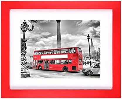BOJIN 8x10 Picture Frames Red Display Picture Frame 6x8 Solid Wood with Mat Wooden Photo Frame for Wall Hanging or Table Top Home Decoration-8x10 Red
