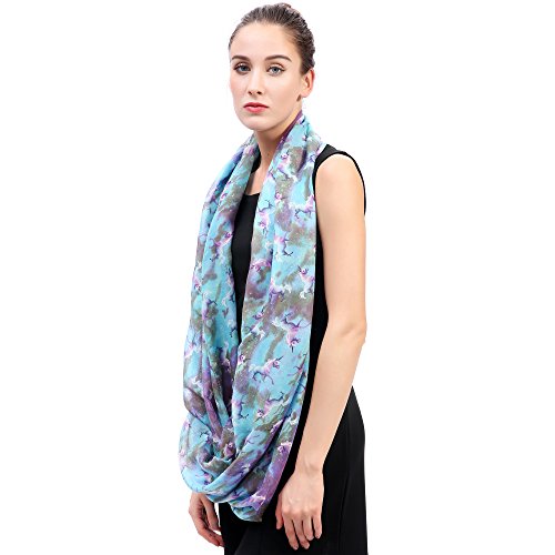 Lina & Lily Unicorn Galaxy Print Women's Infinity Scarf Lightweight3