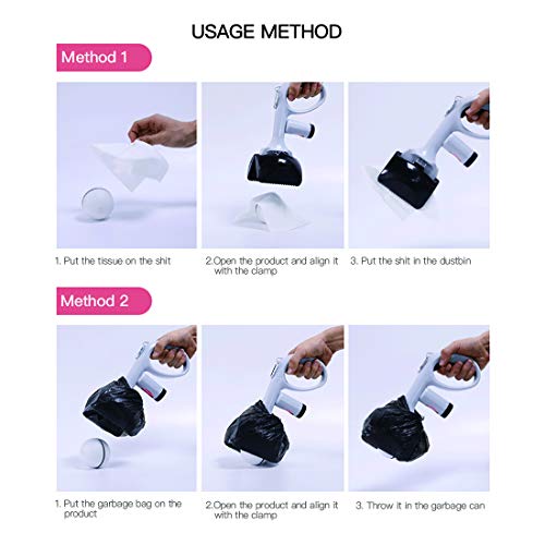 Image of Pooper Scooper with Bag Pet for Small Medium Dogs Cats Outside Three Colors Optional Two in One Design (Black)