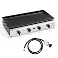 Bonnlo 4 Burner Portable Propane Griddle, 40,000BTU Gas Grill with Enameled Tray, Rolling Flat Top Gas Grill with Electronic Ignition & Regulator for Outdoor Camping Cooking BBQ