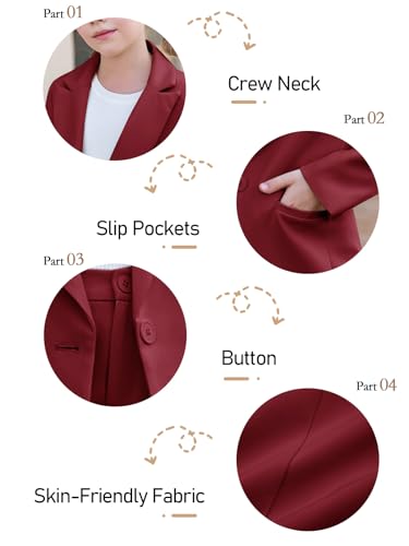 Image of Batermoon Girls 2 Piece Outfits Button Front Long Sleeve Blazer and Short Pants Suit Sets 4-14 Years