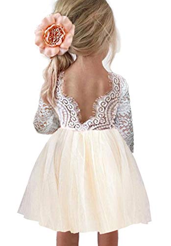 Image of Topmaker Flower Girl Dress for Toddler Baby Girls,Lace Tulle Dress for Wedding,Birthday Party,Photoshoot,Special Occasion
