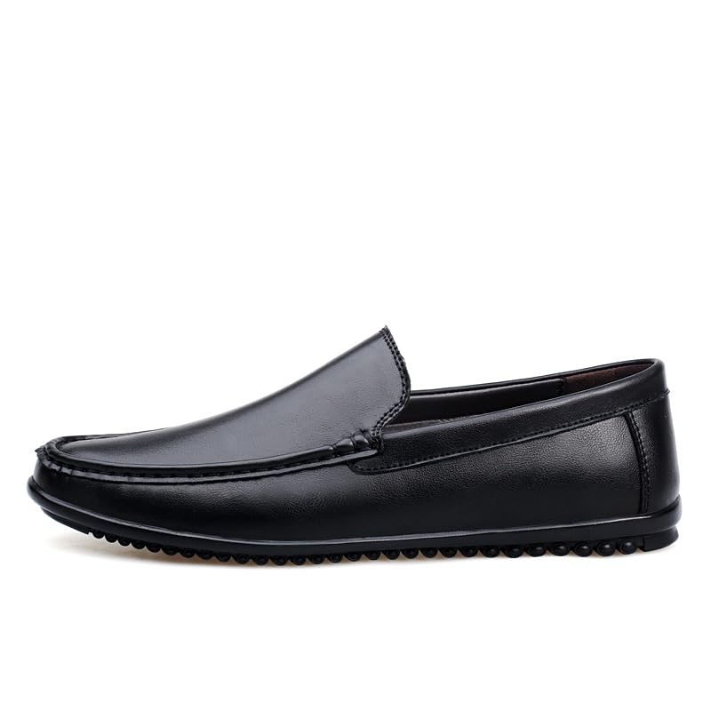 Loafers for Men Apron Toe PU Leather Round Toe Manual Stitching Anti-Slip Lightweight Flat Heel Casual Prom Slip-ons2
