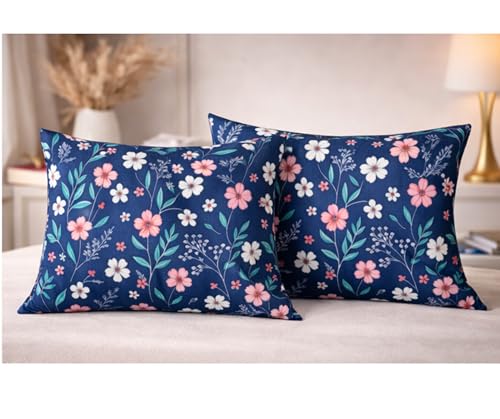 Image of RD TREND Glace Cotton Assorted Pillow Cover Set of 4 (8 Pcs) - Premium 210 TC, Standard Size 18 inchx28 inch | Soft & Breathable Floral Printed Pillowcases for Bedroom & Home | Mix-5