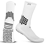 MediCaptain Soccer Grip Socks with Padded Ankle Protection, Non-Slip Grip for Blister Prevention, 13+ Years for Tennis, Pickleball, Football (US, Alpha, One Size, Regular, Regular, White)