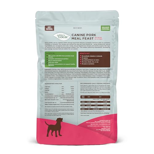 Image of NATURE'S LOGIC Dry Dog Food - Pork Meal Feast Dry Kibble, 4.4 lb
