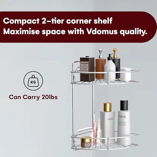 Vdomus 2 Tier Corner Shower Caddy Stainless Steel Wall Mounted Shower Caddy Corner, Shower Shelf For Inside Shower, Drill-Free Install With Adhesives Or Screws thumb #3