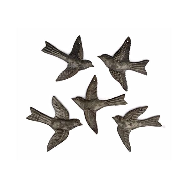 Set of 5 birds wall decor cute flying birds indoor outdoor handmade wall decorations for living room 6 inch haitian art  urban country home decor