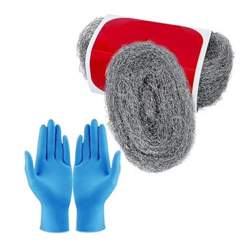 Laine D'acier Bloqueur de tissu en laine d'acier, 10.5 pieds, for le jardin, contrôle de la laine d'acier, treillis métallique grossier, remplissage de trous en rouleau, 6 paquets Paille De Fer