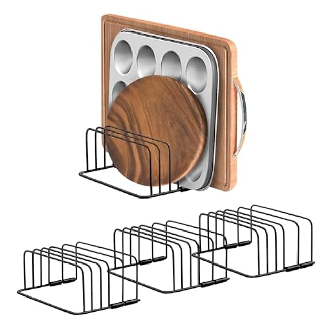 3Pack Cutting Board Organizer, Metal Cutting Board Holder kitchen organizers and storage Rack Baking Cookie Pan Sheets Storage Stand for Kitchen Cabinet Countertop Bakeware Organizer