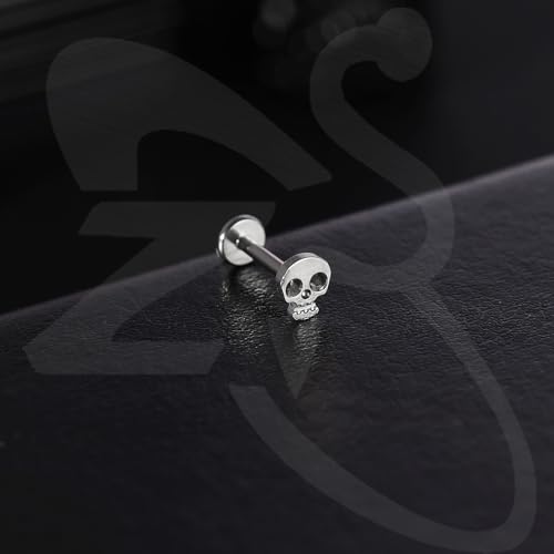 ZS ASTM F136 Titanium 16G 8mm Piercing Jewelry for Conch, Tragus, Helix, Lip, Labret, Earlobe - Hypoallergenic Internally Threaded Flat Back Cartilage Stud Earring3