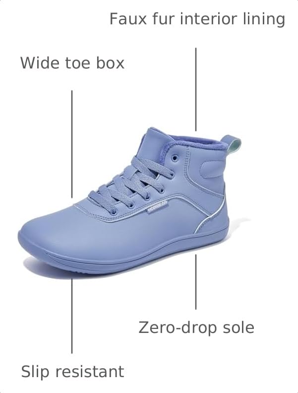 Image of HOBIBEAR Womens Winter Barefoot Shoes Men Wide Toe Box Warm Faux Fur Lined Ankle Sneakers