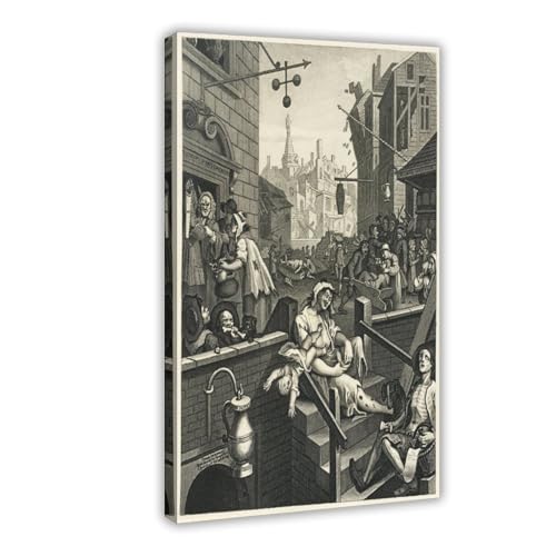 Toile Gin Lane de Hogarth : cadre suspendu haute définition pour salon