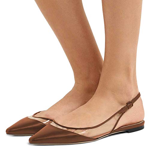FSJ Women Trendy Pointed Toe Ballet Flats Sandals Slip on Comfort Slingback Pumps Walking Shoes 4-15 M US2