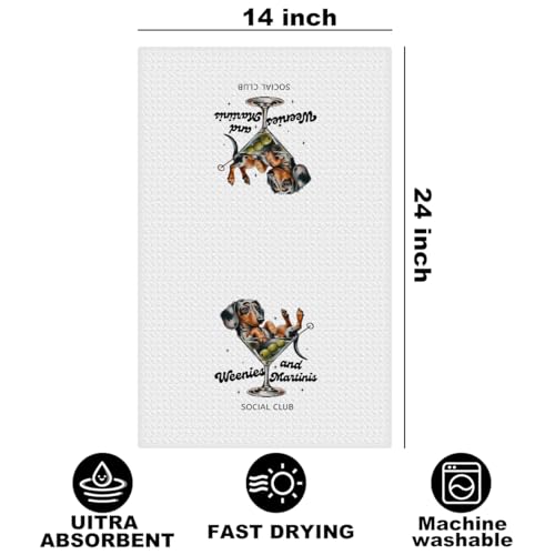 Image of Dachshund Cocktail Kitchen Towels with Wine Bottle Stopper 24x14 Inch, Dachshund Gifts Reusable Dish Towels for Kitchen Bars Decor, Wine Gift Weiner Dog Gifts for Women Men Christmas Birthday Gift-1