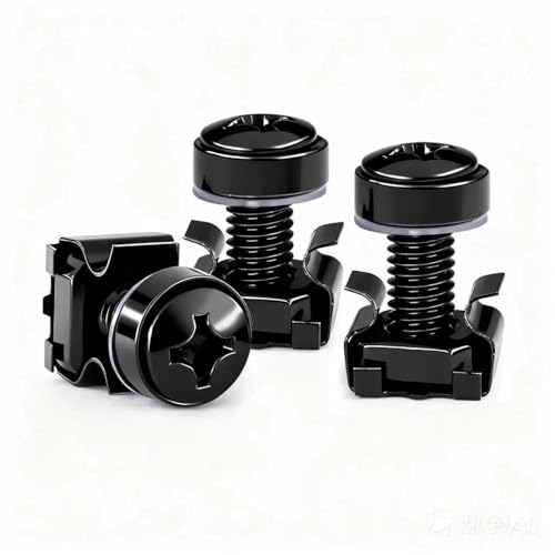 40 Pack M6 x 16mm Rack Screws and Cage Nuts for Server Cabinet, Server Shelves, Routers,Audio Server...