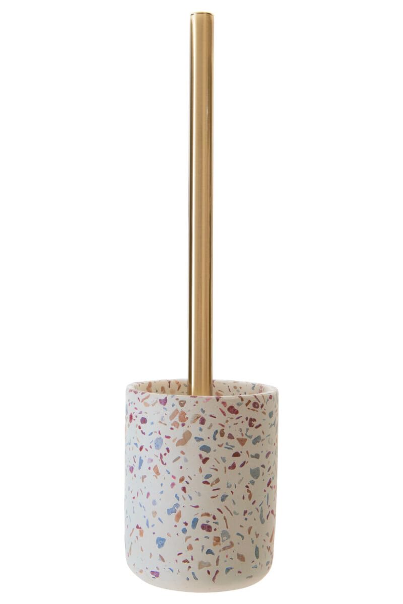Premier Gold,White Housewares Effortless Cleaning Toilet Brush Gold Finish Handle With Holder Effortless Cleaning Contemporary Terrazzo Design Grey Finish 9X37x9