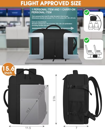 20L Black Travel Backpack (15.6 inch)+Matching Expandable Travel bag(20 inch)4