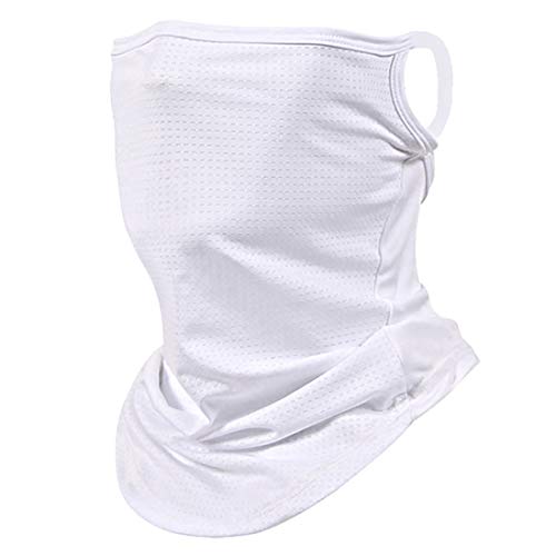 Etistta Bandana Face Cover with Ear Loops Neck Gaiters for Men Women Face Scarf Balaclava White