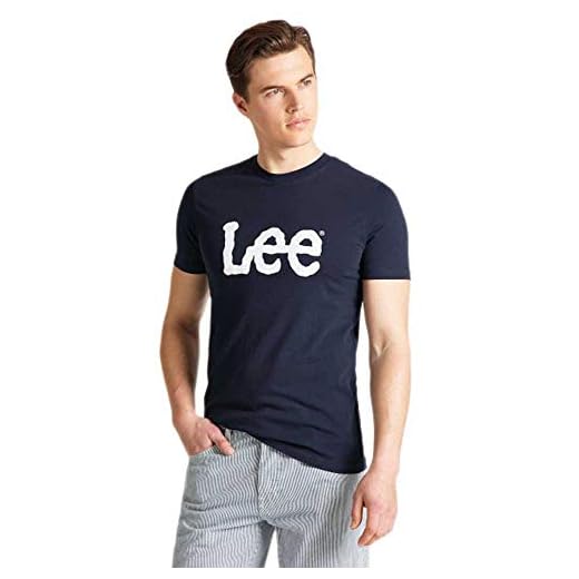 Lee Wobbly Logo tee Camiseta, Azul (Navy Drop EE), M para Hombre