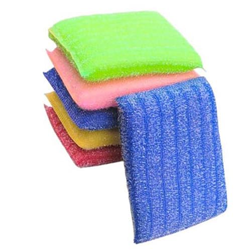 Sponge & Plastic Kitchen Scrubber for Dish/Utensils/Tiles Cleaning Heavy Quality Scrub Pad Multicolor Free Size (Pack of 6)-image-5