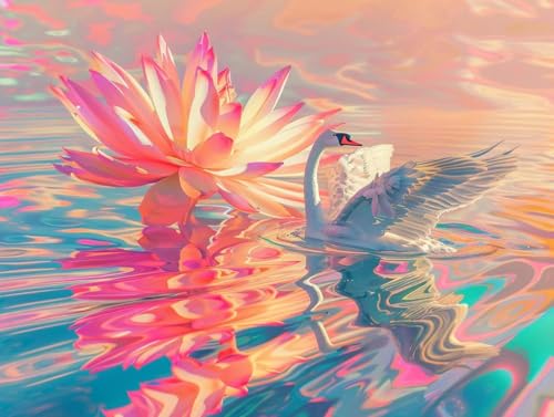 Peinture diamant 5D cygne 90x120cm, le cadeau créatif idéal pour adulte