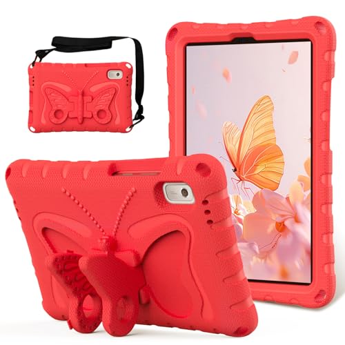 Étui enfant antichoc Lenovo Tab M9 protection EVA avec bandoulière et support rouge
