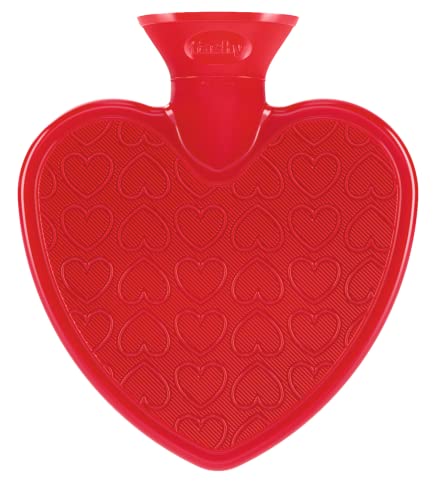 Fashy Wärmflasche in Herzform, 0,7 l, 6411 40, Rot Transparent