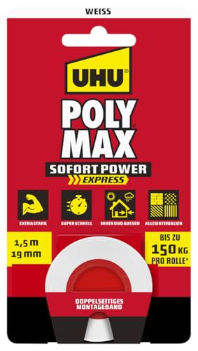 UHU Poly MAX cinta doble 1,5m x 19mm blanca miniatura 1