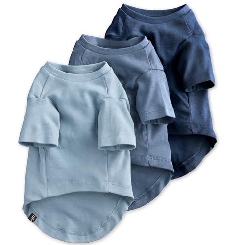 Pet Passion Toby II - The Perfect Tee, 3 Pack Short Sleeve Pet T-Shirt 100% Organic Cotton Tees Clothes for Small, Medium, Large Dogs​​, Navy Ombre, XX-Large by Pet Passion - Used condition - CA$32.37