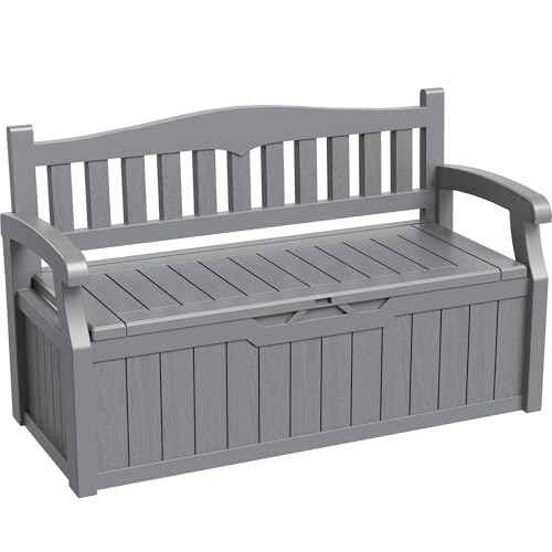 Greesum 80 Gallon Storage Bench Outdoor Deck Box with Armrest,