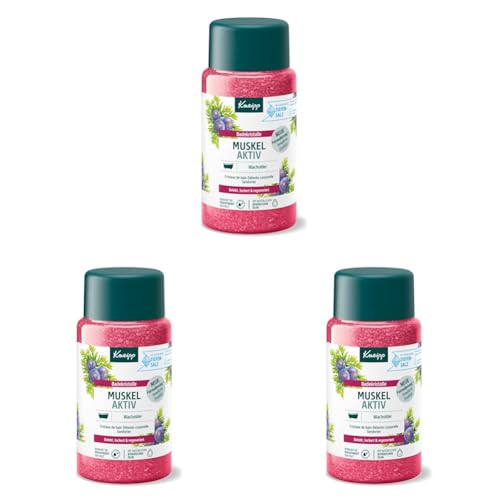 Kneipp Badekristalle Muskel Aktiv - mit wertvollem ätherischen Wacholder-, Wintergrün- & Rosmarinöl - wärmend wohltuend zur Muskulatur - 600g, 1 (Packung mit 3)