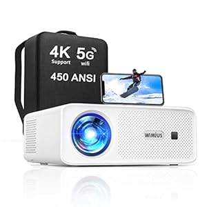 5G WiFi Bluetooth Projector, WiMiUS W7 Newest Native 1080P Projector 4K Supported,450 ANSI Lumens,Portable,4P/4D…