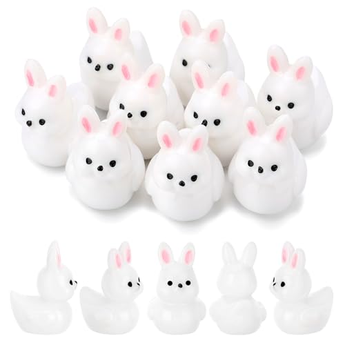 Image of 50 Pcs Rabbit Ducks Toy Figures, Mini Rabbit Resin Ducks Bulk, Tiny Rabbits Figurine Dress up Duck Toy for Party Favors (Rabbits)