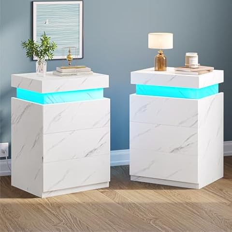 BTHFST LED Nightstands with Charging Station Cover