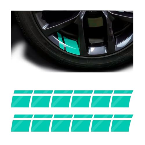 Image of Mandark 12PCS Car Wheel Rims Decal Stripes, Reflective Vehicle Tire Rim Stickers for 18-21 Inch Wheels, Safety Auto Exterior Hash Stripe Sticker Decoration, Universal for SUV, Truck, RV (Green)