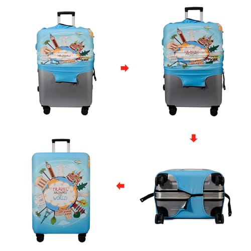 Image of WUJIAONIAO Travel Luggage Cover Baggage Suitcase Cover Protector Skins 18-32 Inch, ocean, S (for 18--20 inch luggage), Fashion