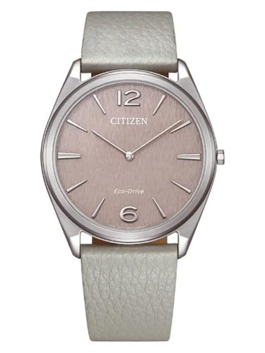 Citizen AR3120-41X Suratto - Reloj solar para hombre (38 mm, acero inoxidable, correa de piel), color rosa y gris