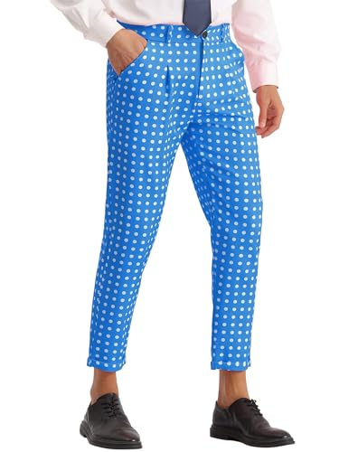 Lars Amadeus Polka Dots Dress Pants for Men's Pleated Front Ankle Length Cropped Pants