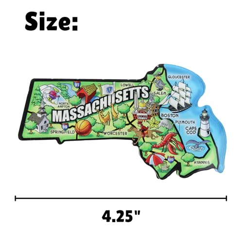 Imán Acrílico Mapa Estado Massachusetts 4.25x2.5 pulg miniatura 5