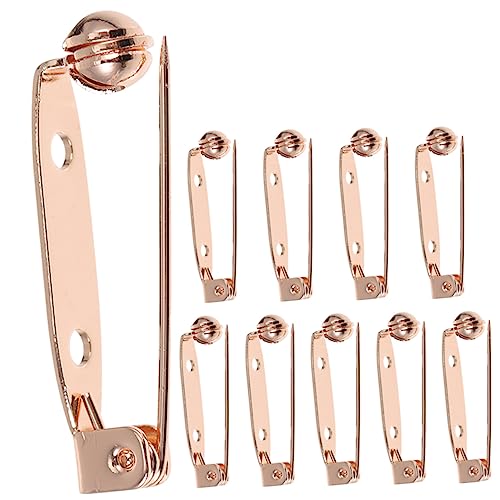 Healeved 10Pcs Back Clasp Brooch Pins Secure Bar Pins for DIY Crafts Flat Design for Easy Attachment to Clothing for Brooch Making and Accessories