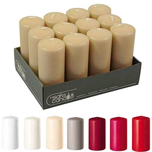 Bougies piliers de l'Avent sahara 15 cm lot de 12 pour couronne