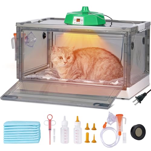 Puppy Incubator with Heating Temperature Control and Light Warmer Fan for Ventilation Circulation Incubator Box for Kitten Puppies and Chick Chicken (85L)