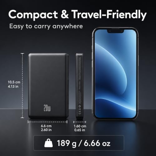 Image of 2026 for Magsafe Portable Charger iPhone, Ultra Slim Magnetic Power Bank Fast Charging, Wireless Battery Pack 10000mAh, 20W Powerbank Compatible with i-Phone Air 17 /16 /15 /14 /13 /12 Series,Jet Black