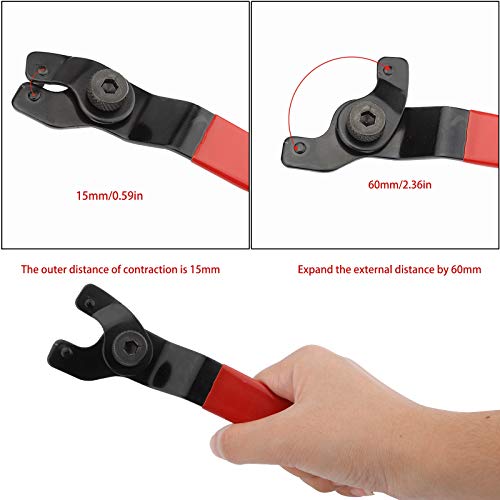 Image of Rybtd Universal Angle Grinder Spanner 8-48mm Adjustable Pin Spanner with Allen Key Fitting Part Inner Outer Flange Home Spanner Wrenches Repair Tool Applied to 4''5''6''7''9'' Angle Grinder Polisher