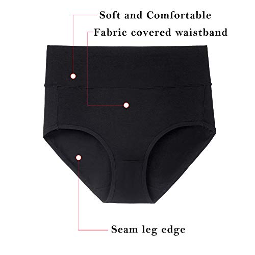 Image of Women's High Waist Cotton Underwear Soft Brief Panties Decorated with Lace Regular and Plus Size