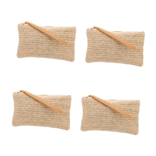 Sacs à main en pour femmes avec pochette en paille et grand fourre-tout de plage tressé