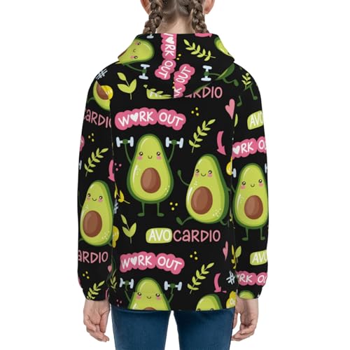 Avocado Work Out Kids Pullover Hoodies Boys Sweatshirts Girls Athletic Clothes with Pocket4