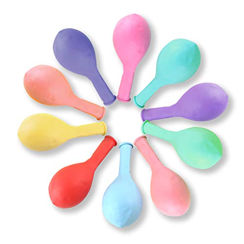 100 PCS Pastel Latex Balloons 12 Inches Large Big Round Macaron Candy Colored Rainbow Assorted Color Biodegradable Bulk Helium Gas or Air Inflated for Kids Birthday Party Decorations Supplies Favors